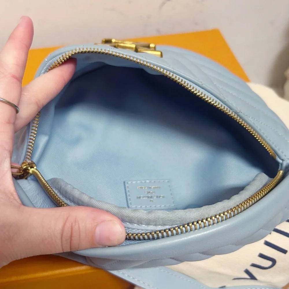 Authentic Louis Vuitton Pale Blue Wave Smooth Calfskin Bum Bag